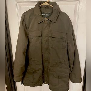 Eddie Bauer military inspired olive green field coat